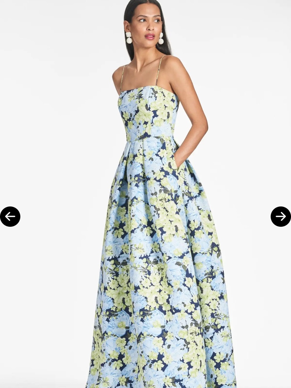 Sachin + Babi Strapless Floral Maxi Gown in Light Blue and Lime